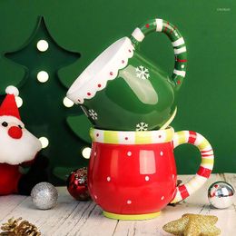 Tasses Tasse De Noël Tasse À Café Peinte À La Main Dessin Animé Mignon En Céramique Eau Père Noël Cadeau Arbre Bonhomme De Neige Kawaii
