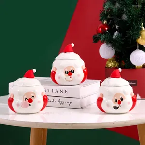 Mokken kerstmok grote capaciteit keramische beker creatieve cartoon sneeuwpop met deksel lepel meisje cadeau