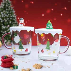 Tasses de Noël tasse avec couvercle créatif 3D Snowman de neige Santa Claus de Noël de Noël tasse de décoration de café