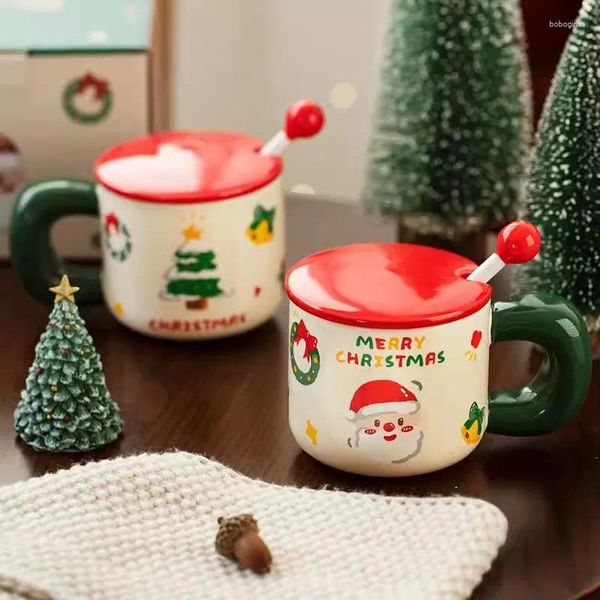 Tasses de Noël Santa Claus Couple Cerra Céramique Tug Milk étudiant cadeau Coup Migne Cake Cartoon Office Boad