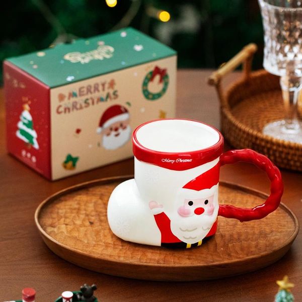 Tasses Chaussette De Noël En Forme De Père Noël Tasse En Céramique Eau Café Creative Drinkware Cadeau Boissons Tel Thé Au Lait