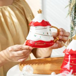 Tasses Festival d'arbre de Noël cadeau Water Cup Girl Good Top Café avec couvercle et cuillère luxe léger de haute qualité
