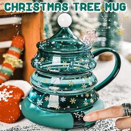 Tasses tasse en verre d'arbre de Noël avec couvercle tige d'agitation pour enfants