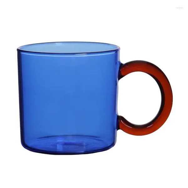 Tazas Tazas de café de vidrio de color claro Juego de bandejas Bebida creativa transparente Agua Té Leche Taza de alto borosilicato Taza nórdica