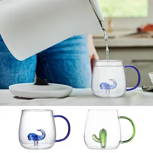 Mokken Clear drinkglazen Cup Creative Dubbele Wand Hoge borosilicaat Glas Mug Coffee Milk Sap Water Drinkware voor thuiskantoor