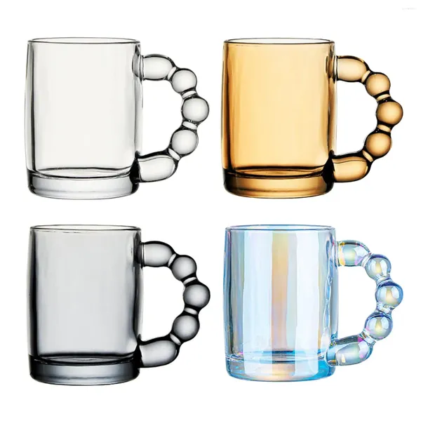 Tasses Tasse d'eau en verre clair avec poignée tasse à café nouveauté pour le lait de fête en club