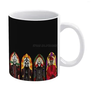 Tasses clergé tasse blanche en céramique tasse de thé d'anniversaire cadeau de gise de lait et de groupe fantôme en vitrail grucifix fanart couleur sa