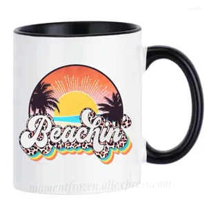 Moks Coconut Tree Cups Camping Adventure Summer Beach Holiday Camper Coffee Ceramic Tableware Teaware Coffeeware Drinkware