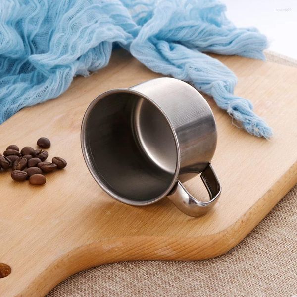Tasses à café en métal de 200mL, tasses isolées incassables avec poignées, gardent les boissons ou le froid plus longtemps, en acier inoxydable