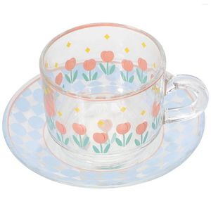 Mokken Coffee Afternoon Tea Cup Saucer Glass Melk drankje Vintage huishoudelijke waterkit