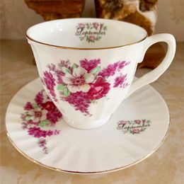 Mokken koffiekop en schotel set bot china retro maand bloemen keramische mok snack cake bord pot elegant teaset drinkware 230815