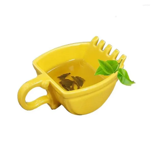 Tazas Taza De Café Excavadora Taza De Cubo Accesorios De Cocina Divertidos Cuchara Pastel Amarillo Naranja Negro Práctico