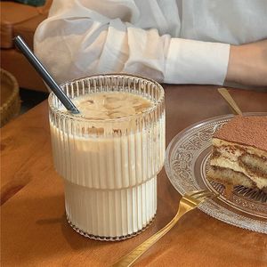 Tazas taza de café de vidrio estilo nórdico lindo desayuno de agua Latte leche taza whisky jugo Bar accesorios de cocina hogar bebida Y2210