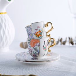 Tasses tasse à café tasse avec soucoupe pour Latte Cappuccino thé papillons porcelaine fine expresso tasse et soucoupe ensemble 230710