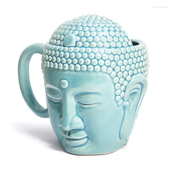 Tazas Taza De Café Tathagata Forma De Buda Durable Cabeza De Buda Cerámica Fácil De Usar Verde