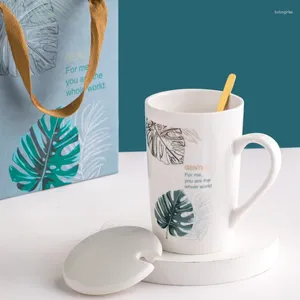 Mokken koffie mok ontbijt melk sap deksel lepel waterbekers keramische keuken huis drinkware paar Xmas cadeau Europese stijl