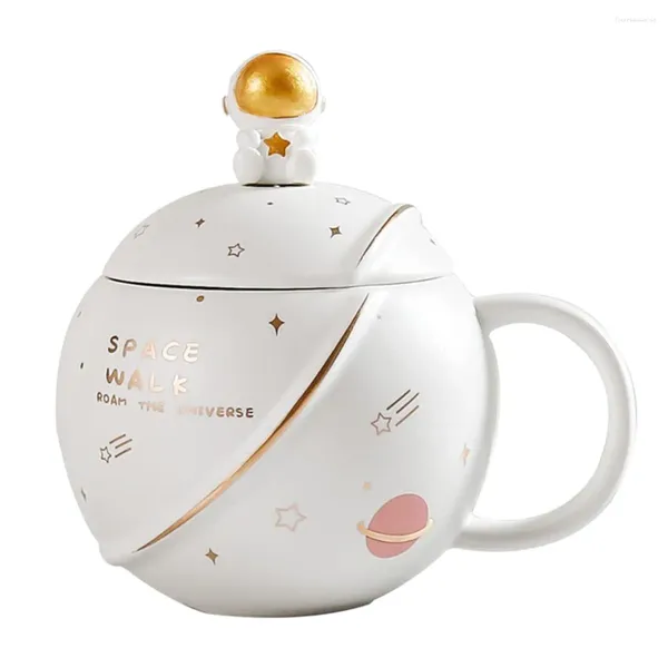 Tasses Tasse à café en céramique Creative Planet Tea Space 13oz Conception en relief unique avec cuillère à couvercle