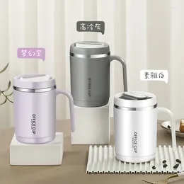 Tasses à café tasse paresseuse à remuer automatique tasse 304 lait électrique rotatif en acier inoxydable avec couvercle en plastique et poignée