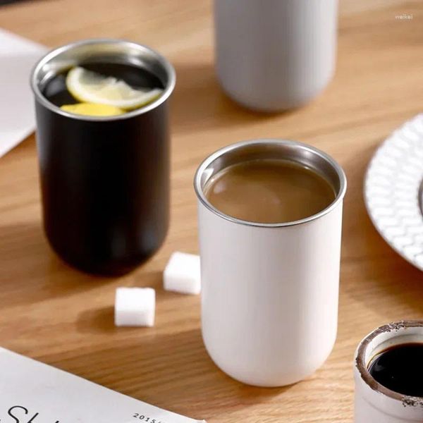 Tasses Tasse à café avec couvercle 300 ml tasse en acier inoxydable isolée Portable thermique Ins étanche bière gobelet bouteilles d'eau Drinkware