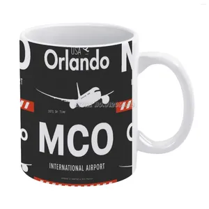 Mugs Coffee Porselein Mug Cafe Tea Milk Cups Drinkware voor vaderdag Geschenken Airport Tag Airports Orlando Airplane Blue TR