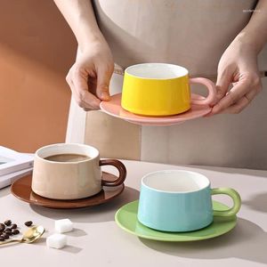 Mugs Coffee Shop Frosted Mug Macaron Color Ceramic Cup Plate Creative Pure Texture Water Set