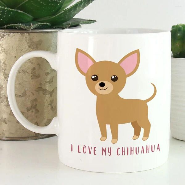 Tasses à thé à café tasse j'aime mon chihuahua pour animaux de compagnie pour chiens race race d'anniversaire nouveauté