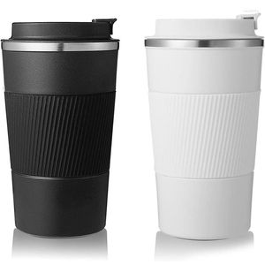 Mugs Coffee Vacuum Cup Thermische mok Roestvrij staal Garrafa Termica Cafe Copo Termico Caneca Niet-slip reisauto geïsoleerde fles