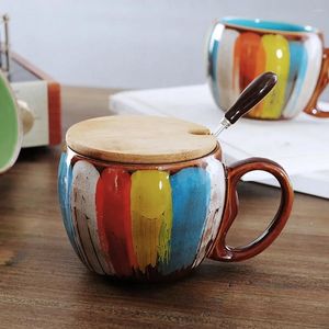 Mokken Collectible Fine Arts Painted Coffee Mug Eco Friendly 12 Oz Ceramics Creative Handmade Milk Cups met lepel voor cadeau