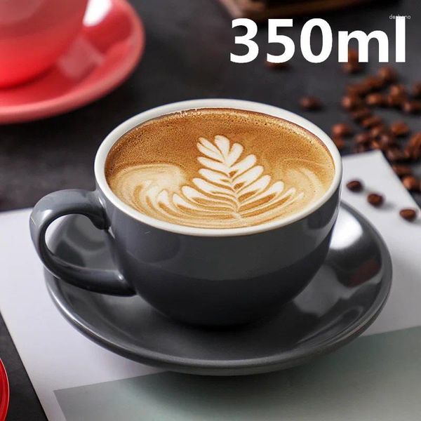Tazas Color 350ml Cappuccino Coffee Copa Juego de placa Competición estándar de la taza de leche