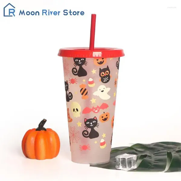 Tasses à changement de couleur tasse halloween 710 ml en plastique changage créatif bouteille d'eau en gros
