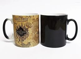 Mokken Kleur veranderende mok Light Magic Marauders Map Gepersonaliseerde keramische warmtegevoelige beker 300-400ML Koffie cadeau voor vrienden