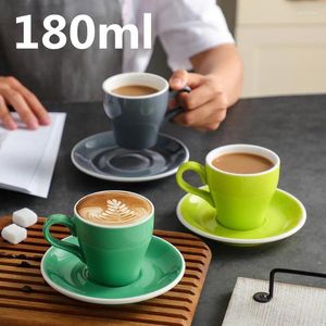 Tasses colorées tasse de café glacé et assiette tulipe latte calicot céramique épaissie 180 ml de tasse de tasse