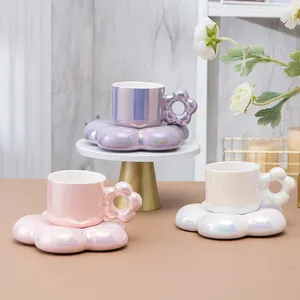 Tasses colorées perles perlé céramique fleur de café tasse de thé à thé coffre de mariage tasses tasses