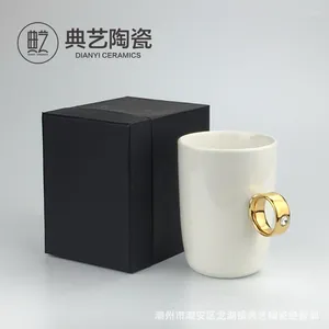 Mokken paar ring keramische waterbeker goud bot china mug cadeaubakje bedrijf