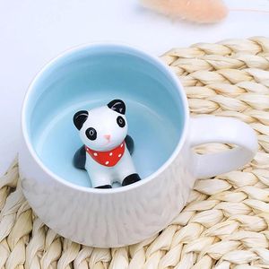 Tasses tasse de vache avec à l'intérieur poignée de café mignonne tasses à thé tasse en céramique verre drôle ours à l'envers