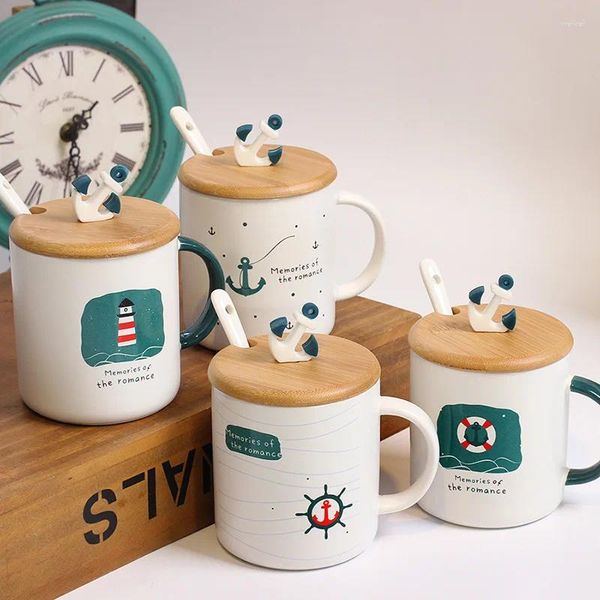Tasses Creartive Ceramic Coffee Mug pour le bureau à domicile Design navigant 3d Ancre Boire des jus de jus de thé