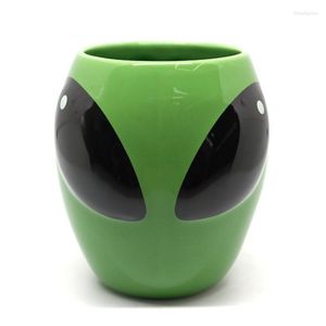 Tasses Creative 3D Alien tasse à café dessin animé tasses en céramique vert exquis drôle Caneca avec couvercle Drinkware pour amis cadeaux