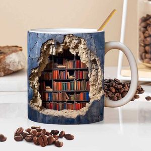 Mugs Creative 3D Bookshelf Cup Library Bookshelf Cup Ruimte Design Bookshelf Cup Book Club Cup Novel Coffee Cup Kerstcadeau J240428