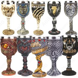 Mugs Creative 3D Gothic Wine Gobelet Style Contient Dragon Claw Viking Skull Squelette Punk Glass Halloween Gifts Bar Drinkware Cup 231211