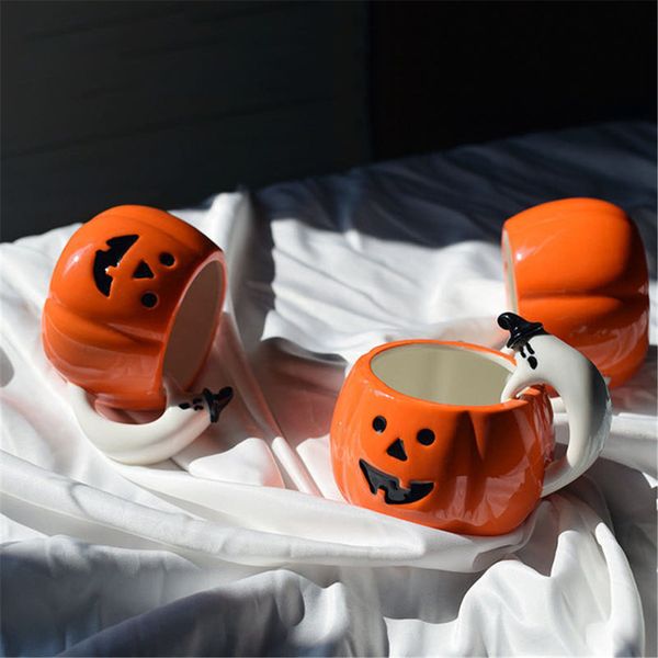 Tasses Creative 3D fabriqué à la main citrouille tasses à café en céramique tasse de lait drôle Halloween cadeaux pour enfants nouveauté thé eau tasse cadeau 230905