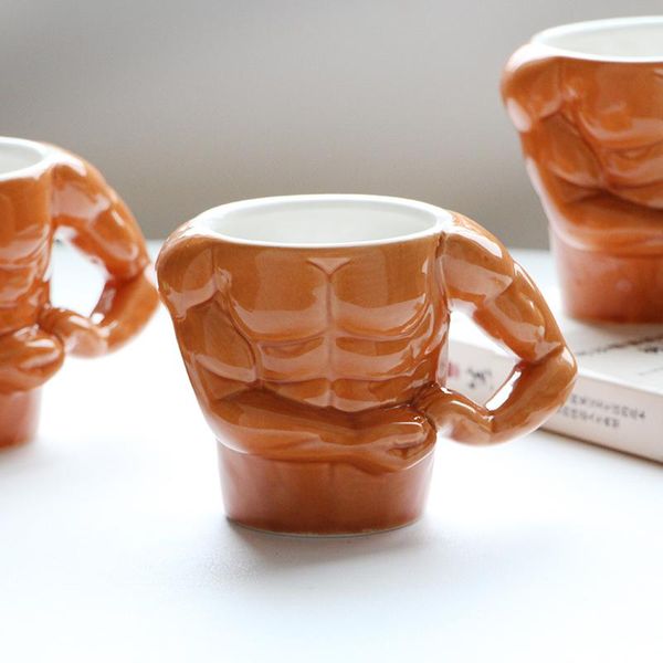 Tazas creativas 3D músculo taza de café gimnasio cerámica personalidad estudiante tazas de agua Tasse novedad regalo para hombres novio