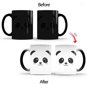 Tasses créatives dessin animé mignon Panda couleur changeante tasse à café tasse magique tasses en céramique thé lait Drinkware