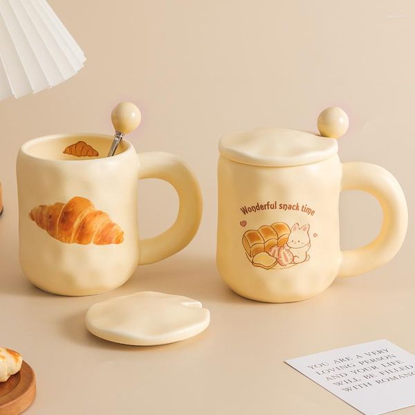 Tasses créatives dessin animé mat tasse en céramique Style de pain coréen belle irrégularité tasse à café mignon universel tasses à lait