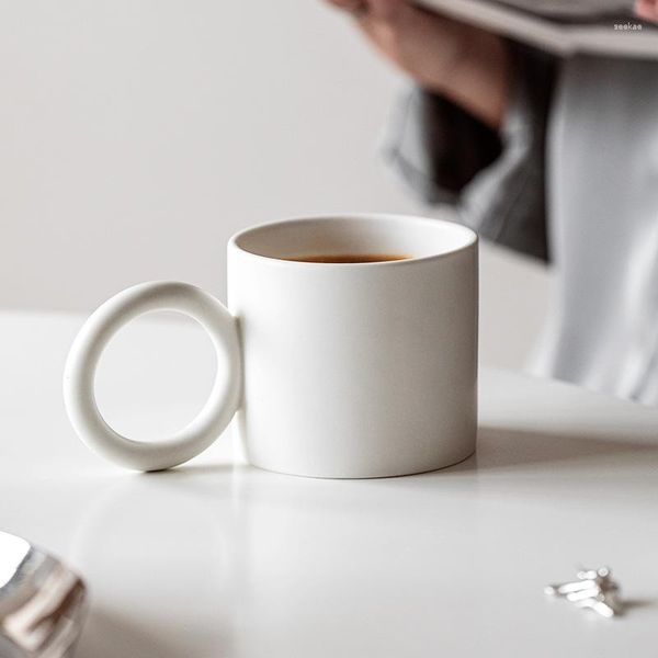 Tazas creativas de cerámica con orejas grandes, taza de café blanca para parejas, taza de alta gama para el hogar, café con leche, capuchino, desayuno, avena, regalos de cumpleaños