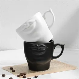 Mokken creatieve keramische koffiemok 3D lip tuit wit handgemaakt porseleinen theekop melkdrankje tabel decoratie speciaal cadeau