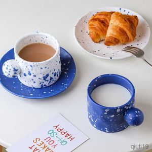 Mokken Creatieve Keramische Koffie Thee Mok Handgemaakte Kleurrijke Water Melk Cups met Konijn Handvat voor Keuken Servies Plaat Home Office R230712