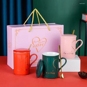 Mokken Creative Ceramic Cup met deksel en lepel mug couple set printing business cadeau