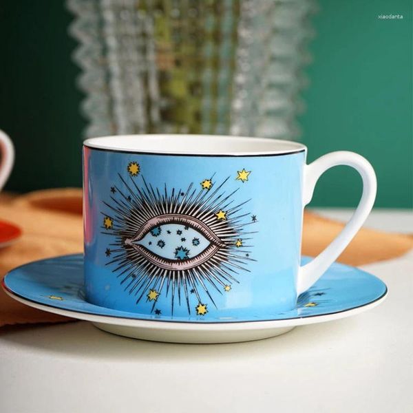 Tasses Creative Ceramic Eye Coffee tasses et soucoupe définissent les appareils électroménagers européens pour le lait de thé l'après-midi.