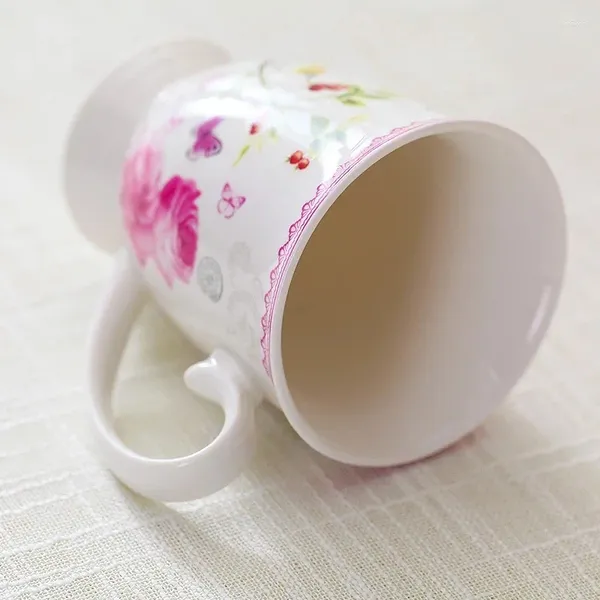 Tazas Taza de agua de cerámica creativa, taza para el hogar, café inglés, gran capacidad, fiesta de té de la tarde, regalo de apertura de flores