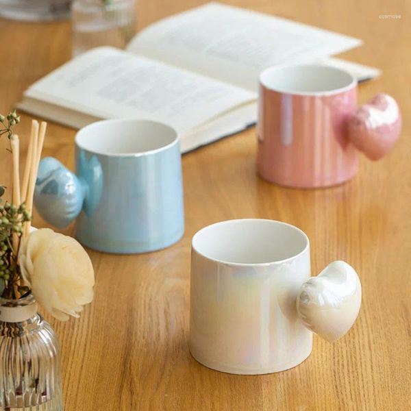 Tazas Cerámicas creativas Love Handle Coffee Cup Nordic Ins Declararion Accesorios de arte hecho a mano Taza de té Regalos para novia